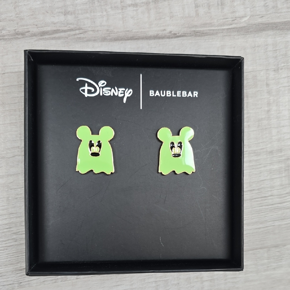 BaubleBar Green Mickey Mouse Earrings